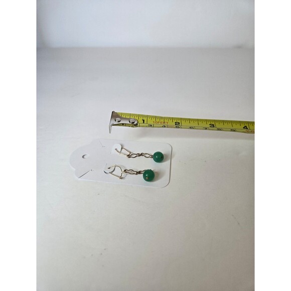 Bronze Tone Dangle Drop Earrings with Green Beads - Picture 3 of 3